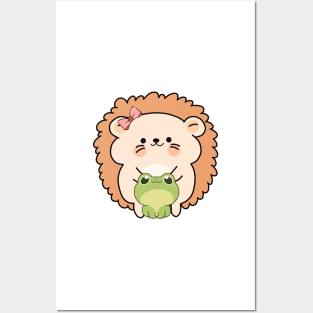 Happy hedgehog and Froggy Posters and Art